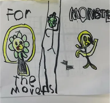 Child s drawing thanking the moving crew