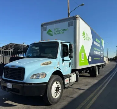 Best California Movers truck on the road, loaded and heading to the destination
