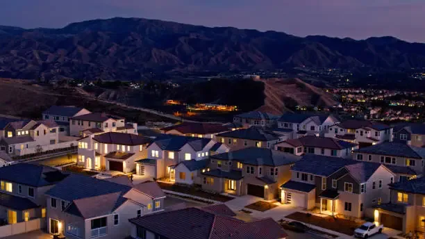 Aerial view of a Santa Clarita neighborhood
