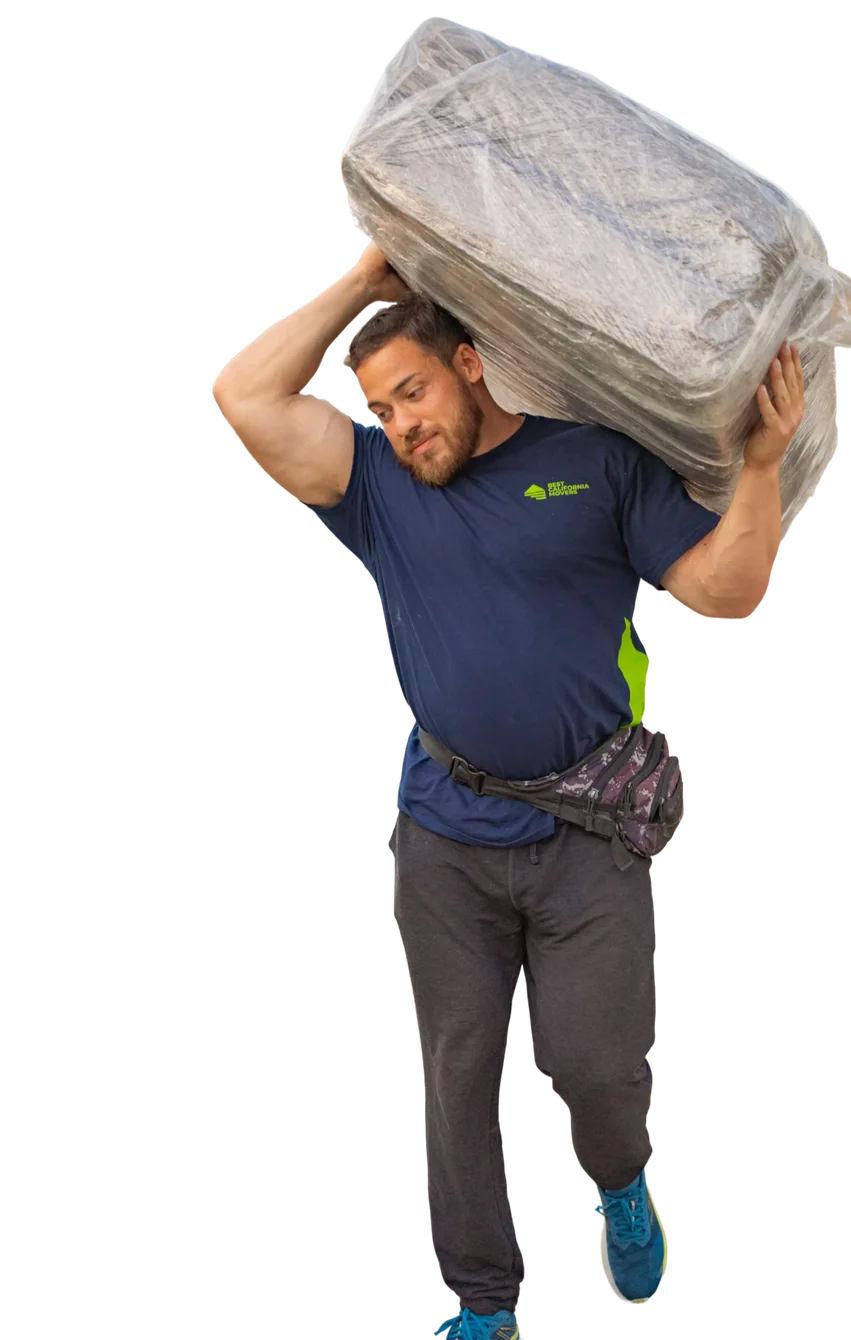 Best California Movers mover carrying a wrapped mattress